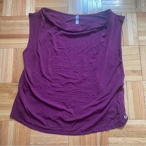 Fabletics Maroon Drapped Collar Tank